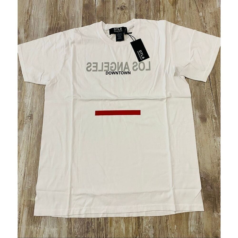 DTLA Brand Jeans Mens White T-shirt Sz Large